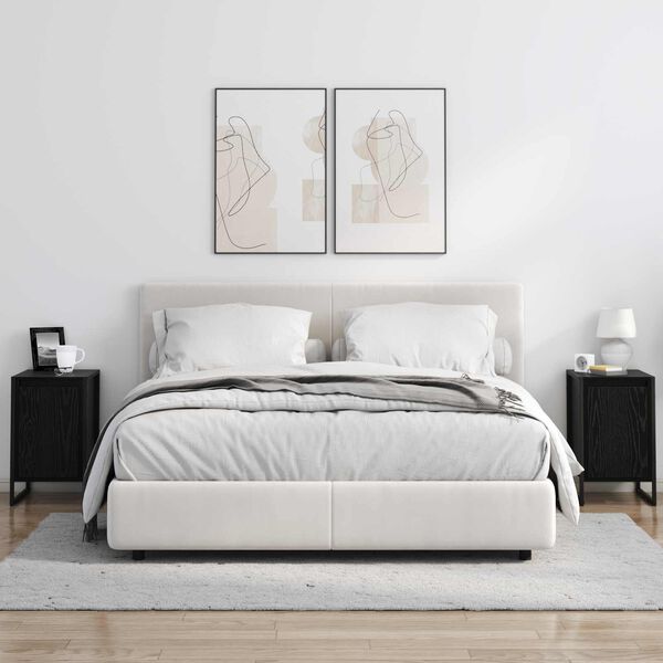 vidaXL Nočna omarica Črna Orehovina 39,5 x 30 x 50 cm Konstruiran les