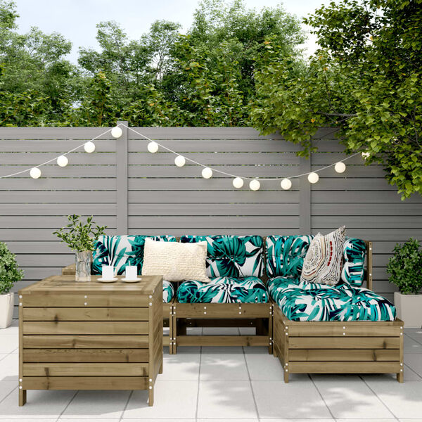 vidaXL Vrtna sedežna garnitura 5-delna impregnirana trdna borovina