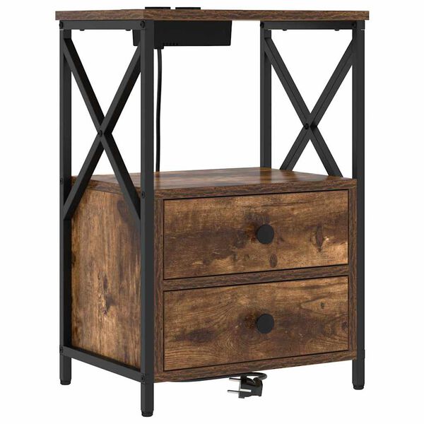 vidaXL Nočna omarica Dimljeni oreh 40 x 31 x 60 cm Konstruiran les