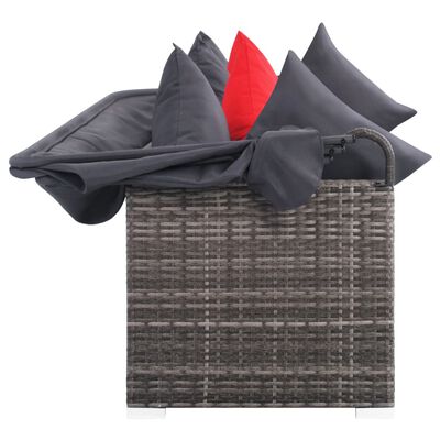 vidaXL Vrtna sedežna garnitura z blazinami 7-delna poli ratan siva