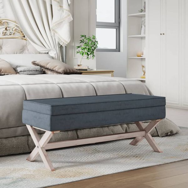 vidaXL Stolček s prostorom za shranjevanje temno siv 110x45x49cm žamet