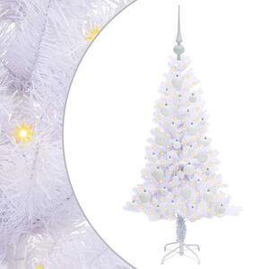 vidaXL Umestno božično drevo med 150 LED Bela 120 cm PVC in jeklo