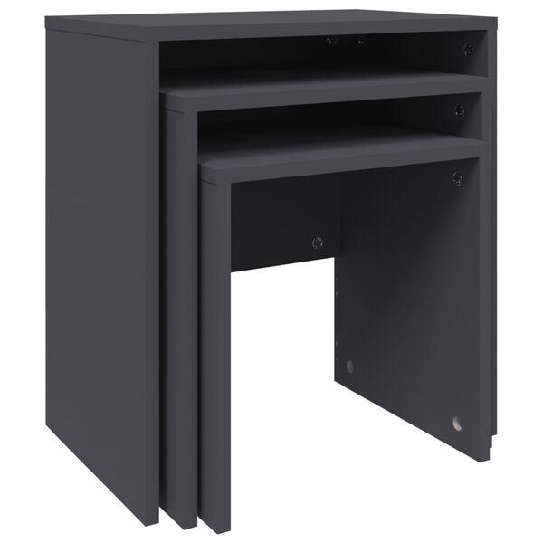 vidaXL Komplet 3 klubskih mizic siva iverna plošča