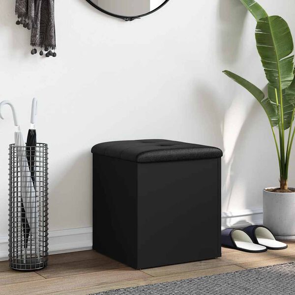 vidaXL Klop za shranjevanje črna 42x42x45 cm inženirski les