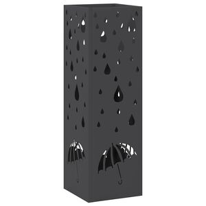 vidaXL Stojalo za dežnik Črna 15,5 x 15,5 x 49 cm Jeklo