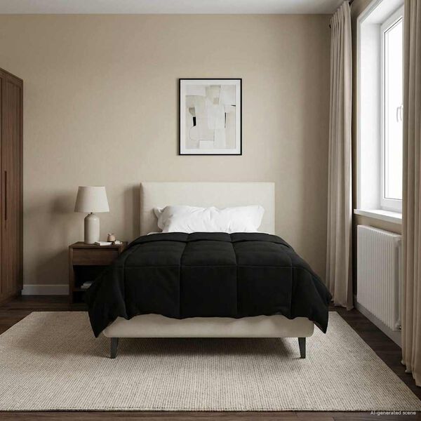 vidaXL Zimska posteljnina &Scaron;onerisan Črna 135 x 220 cm Mikrovlakna