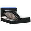 vidaXL LED Postelja za Shranjevanje z Blazino Črna 200 x 200 cm Blago