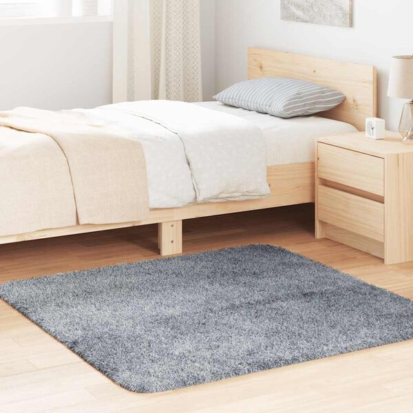 vidaXL Visoka košata preproga NAVARRA svetlo siva 120x120 cm poliester