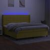 vidaXL Box spring postelja z vzmetnico LED zelena 200x200 cm blago