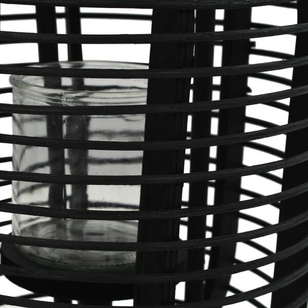 vidaXL Prostostoječa laterna za svečo iz bambusa črna