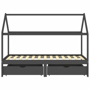 vidaXL Otro&scaron;ki posteljni okvir s predali temno siva borovina 90x200 cm