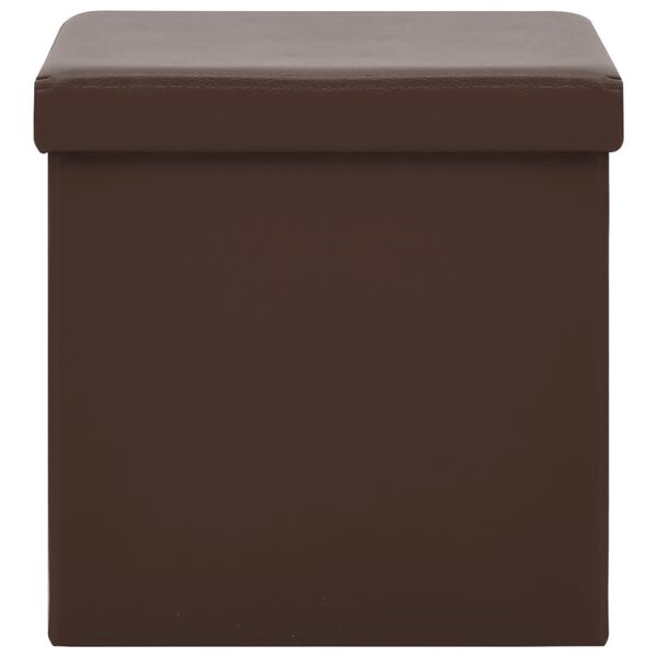 vidaXL Zložljiv stolček s prostorom za shranjevanje 2 kosa rjav PVC