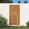 vidaXL Vrtna stenska dekoracija 105x55 cm corten jeklo cvetlice