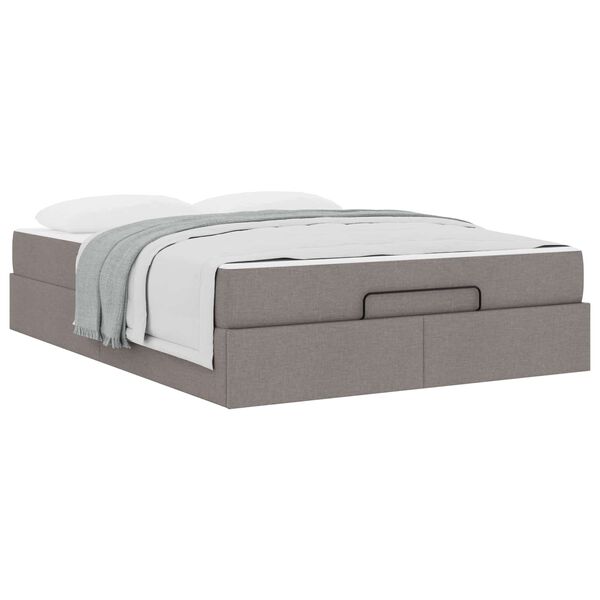 vidaXL Posteljni okvir z vzmetnico z vzmetnico 2 pcs Taupe blago