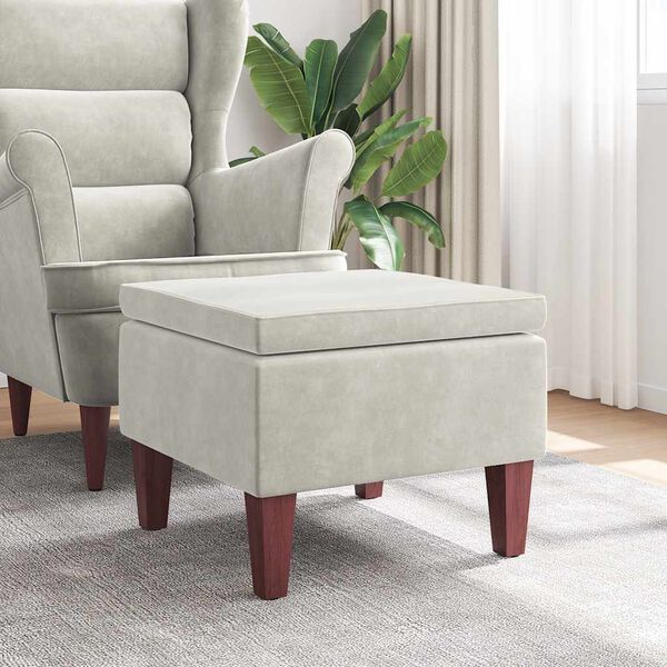 vidaXL Stolček z lesenimi nogami krem žamet