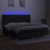 vidaXL Box spring postelja z vzmetnico LED črna 200x200 cm blago