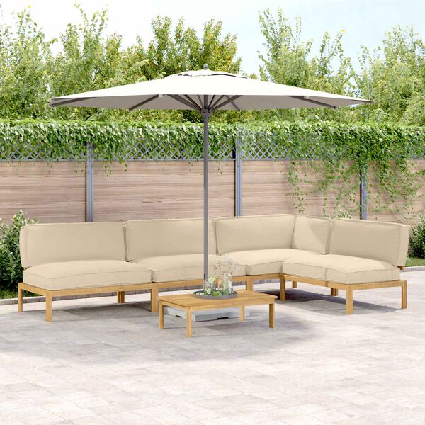 vidaXL Kavčna garnitura z blazino 5 pcs Bež Masiven les akacije