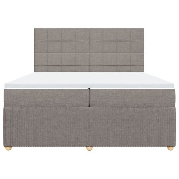 vidaXL Box spring postelja z vzmetnico taupe 200x200 cm blago