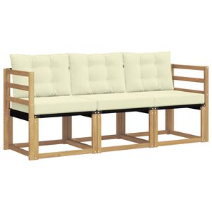vidaXL Zunanja garnitura za sedenje z blazino 3 pcs Bela in krem
