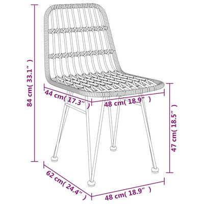 vidaXL Vrtni stol 2 kosa 48x62x84 cm PE ratan