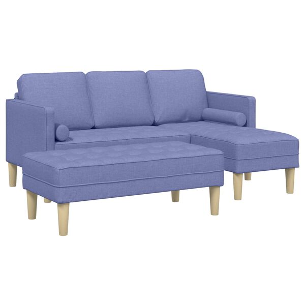 vidaXL Kavčna garnitura z blazino 2 pcs Jeans modra Poliester