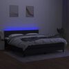 vidaXL Box spring postelja z vzmetnico LED črna 180x200 cm blago