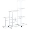 vidaXL Stojalo za rože s kolesi 94,5x25x92,5 cm belo kovinsko