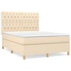 vidaXL Box spring postelja z vzmetnico krem 140x200 cm blago