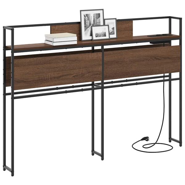 vidaXL Skladi&scaron;čni naslon s polico Rjavi hrast 135 cm Konstruiran les