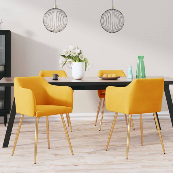 vidaXL Jedilni stoli 4 kosi rumen žamet