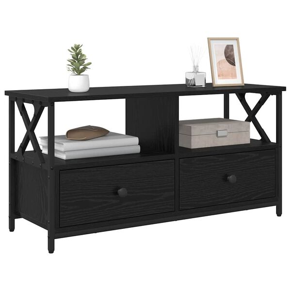 vidaXL TV omarica s predalom Črna Orehovina 90 x 33 x 45 cm
