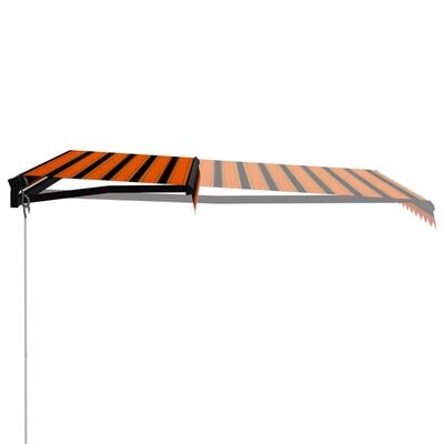 vidaXL Ročno zložljiva tenda z LED 300x250 cm oranžna in rjava