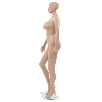 vidaXL Ženska izložbena lutka s stekleno osnovo bež 180 cm