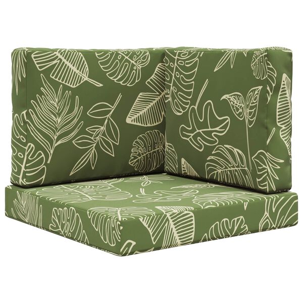 vidaXL Zunanja blazina za kavč 3 pcs Listnati dizajn Poliester