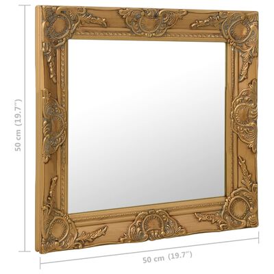 vidaXL Stensko ogledalo v baročnem stilu 50x50 cm zlato