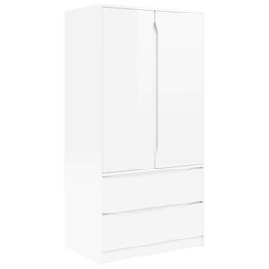 vidaXL Garderobna omara s predalom Visok Sijaj Bel 79,5 x 49 x 156 cm