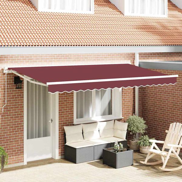 vidaXL Retraktilna tenda Burgundija 400 x 200 cm Aluminij in tkanina