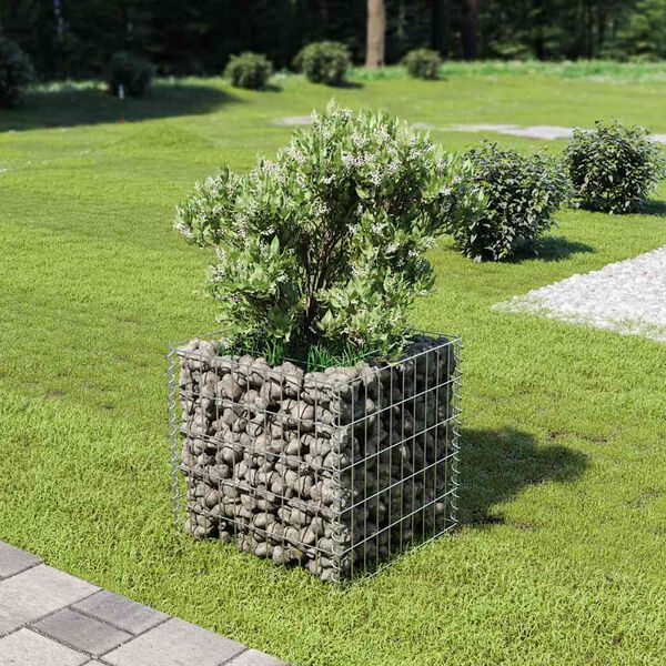 vidaXL Visoka greda gabion pocinkano jeklo 50x50x50 cm