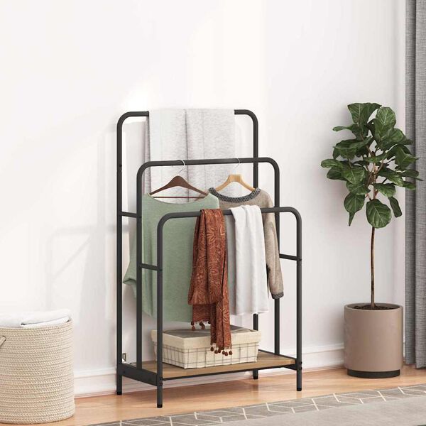 vidaXL Su&scaron;ilnik za oblačila s polico Umetni hrast 60 x 30 x 100,5 cm