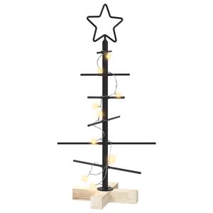 vidaXL Kovinsko božično drevesce KUOPIO 60 cm Toplo bela Jeklo Črna