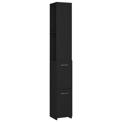 vidaXL Kopalniška omarica črna 25x26,5x170 cm inženirski les