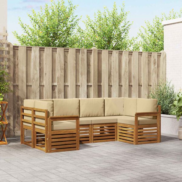 vidaXL Sedežne garniture z blazino 20 pcs Naravna Masiven les akacije