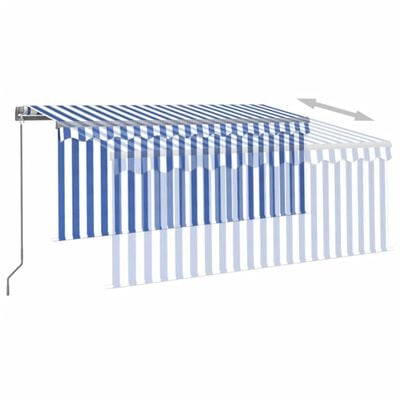vidaXL Ročno zložljiva tenda s senčilom 3x2,5 m modra in bela