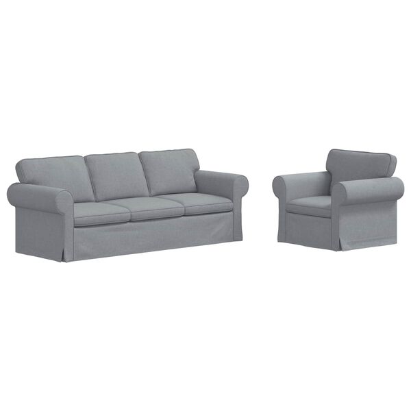 vidaXL Kavč 2 pcs Svetlo siva 215 x 82 x 80 cm blago
