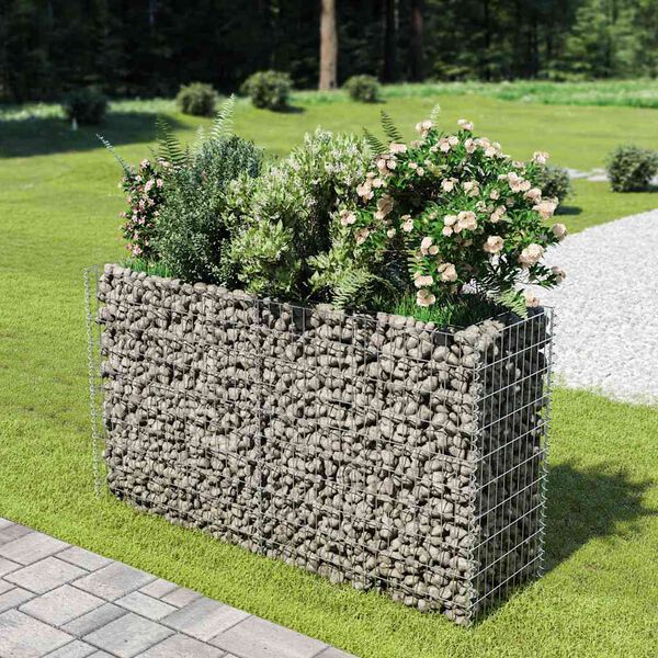 vidaXL Visoka greda gabion pocinkano jeklo 180x50x100 cm