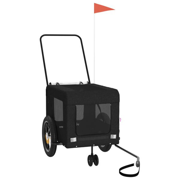 vidaXL Kolesarska prikolica za hišne ljubljenčke črna