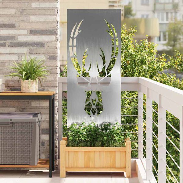 vidaXL Zaslon za zasebnost v vrtu srebrna 50 x 140 cm Nerjaveče jeklo