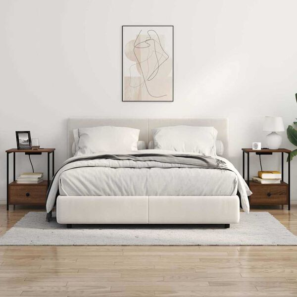 vidaXL Nočna omarica Rjav hrast 42 x 41 x 56 cm Konstruiran les