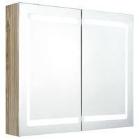 vidaXL LED kopalniška omarica z ogledalom hrast 80x12x68 cm