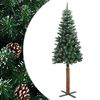 vidaXL Ozka novoletna jelka pravi les in beli sneg zelena 150 cm